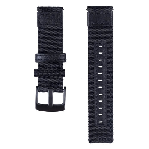 Universal 20mm Replacement Watch Band Nylon + Genuine Leather for Samsung Galaxy Watch 42mm etc. - Black - 1