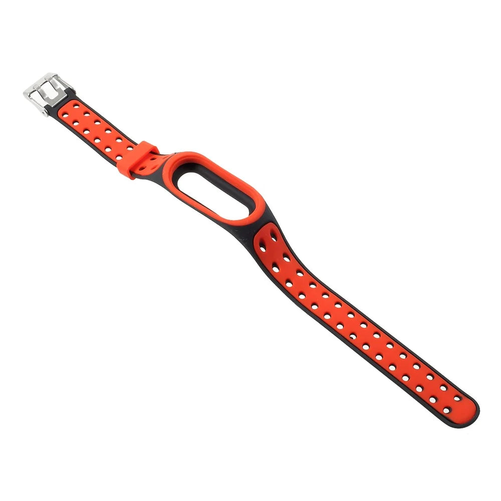 Breathable Bi-color Silicone Watch Band for Xiaomi Mi Smart Band 4 / Mi Band 3 - Red / Black - 5
