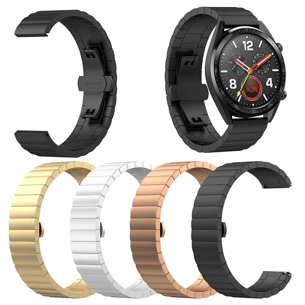 22mm Stainless Steel Watch Band with Butterfly Buckle for Huawei Smart GT - Black - 5