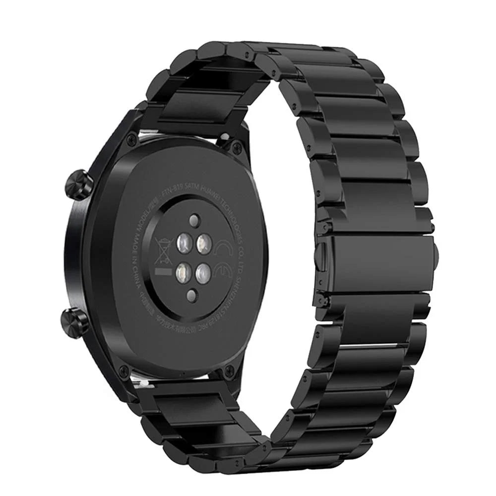 22mm Three Beads Stainless Steel Watch Strap with Butterfly Clasp for Huawei Watch GT - Black - 2