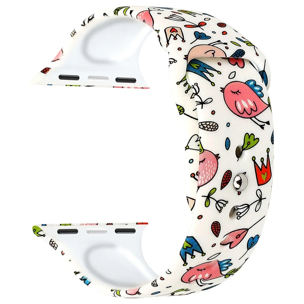 For Apple Watch Ultra 3 2 1 49mm / Series 11 10 46mm / 9 8 7 45mm / SE3 SE2 SE 6 5 4 44mm / 3 2 1 42mm Pattern Printing Watch Band Wrist Bracelet Strap - Style A - 4