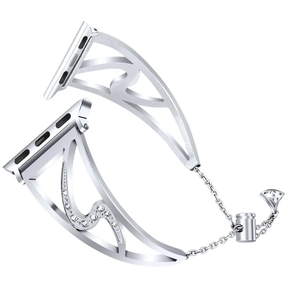 S Shape Rhinestone Decor Steel Watchband Bracelet for Apple Watch Series 11 10 42mm / 9 8 7 41mm / SE3 SE2 SE 6 5 4 40mm / 3 2 1 38mm - Silver - 1
