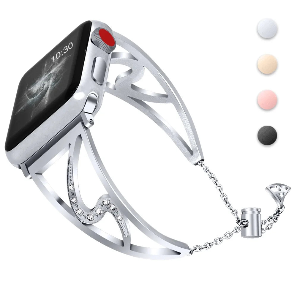 S Shape Rhinestone Decor Steel Watchband Bracelet for Apple Watch Series 11 10 42mm / 9 8 7 41mm / SE3 SE2 SE 6 5 4 40mm / 3 2 1 38mm - Silver - 2