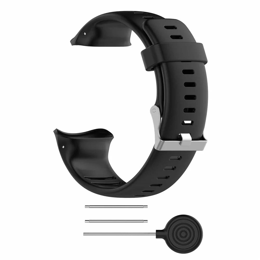 For Polar Vantage V Silicone Replacement Strap Pin Buckle Adjustable Watch Band - Black - 2