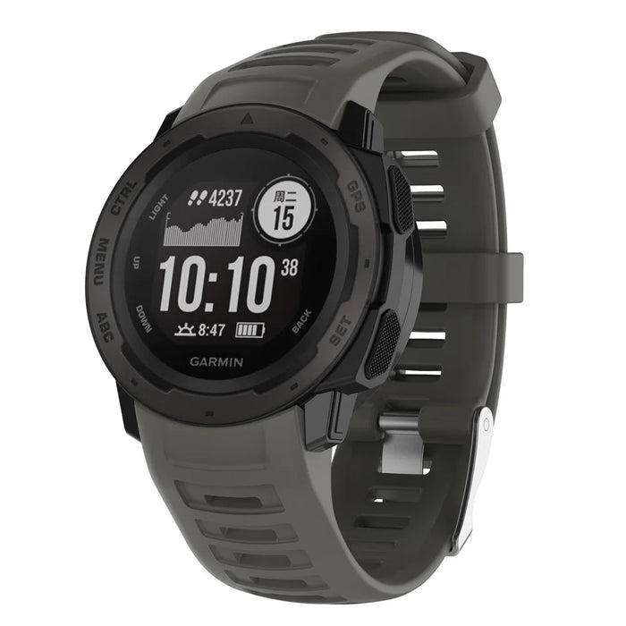 Silicone Watch Band Strap Replacement for Garmin Instinct - Grey - 3