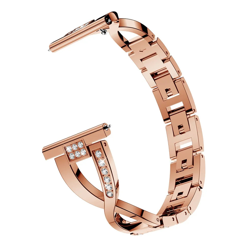 20mm X Shape Rhinestone Decor Zinc Alloy Watch Band for Samsung Galaxy Watch Active SM-R500 - Rose Gold - 1