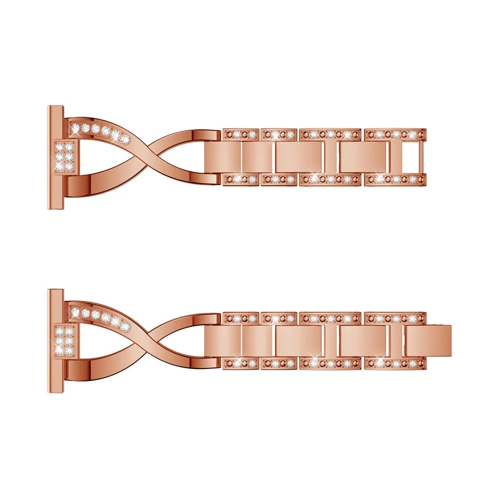 20mm X Shape Rhinestone Decor Zinc Alloy Watch Band for Samsung Galaxy Watch Active SM-R500 - Rose Gold - 2