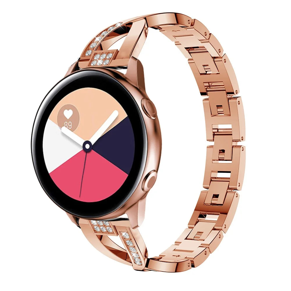 20mm X Shape Rhinestone Decor Zinc Alloy Watch Band for Samsung Galaxy Watch Active SM-R500 - Rose Gold - 3