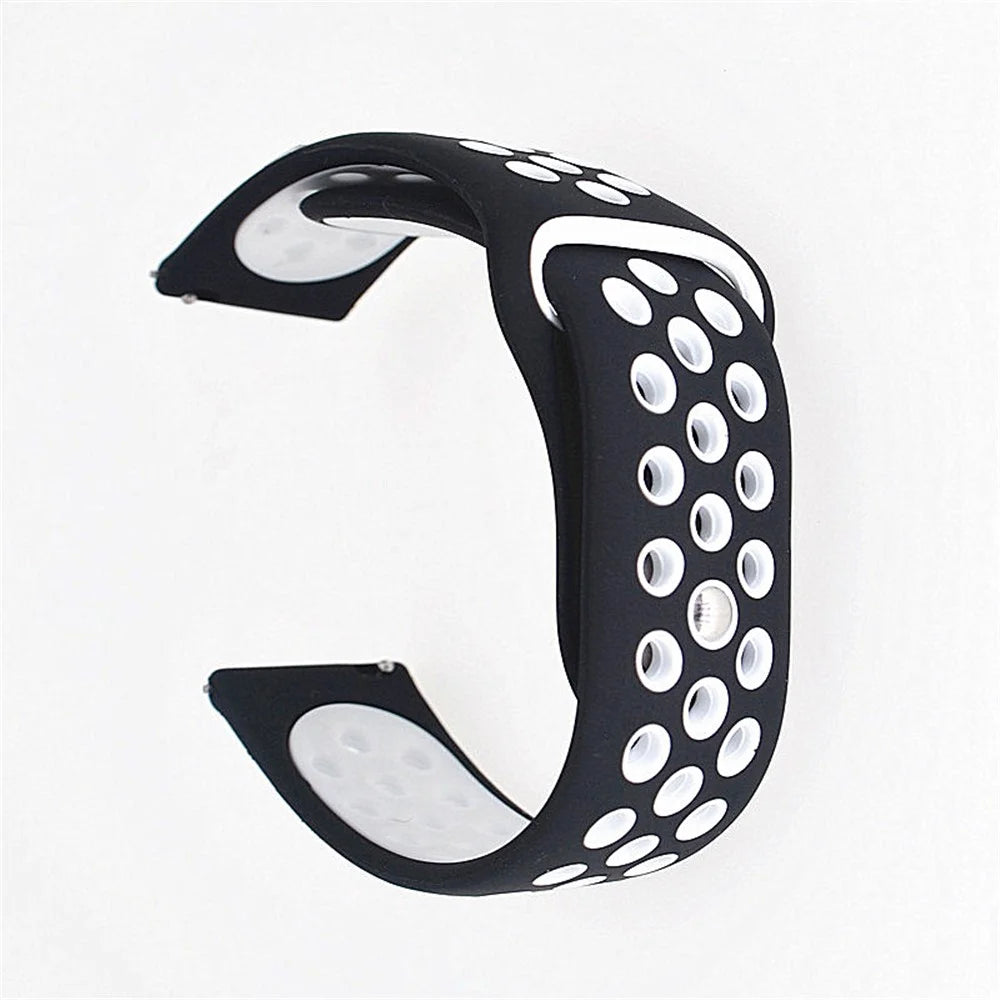 20mm Two-tone Silicone Hollow Watch Band for Samsung Galaxy Watch Active - Black / White - 1
