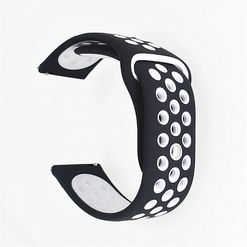 20mm Two-tone Silicone Hollow Watch Band for Samsung Galaxy Watch Active - Black / White - 1