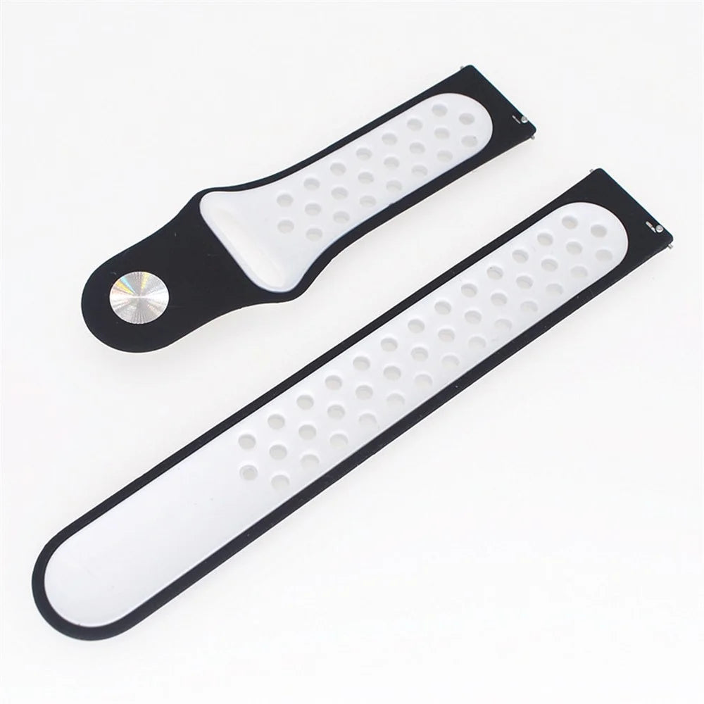 20mm Two-tone Silicone Hollow Watch Band for Samsung Galaxy Watch Active - Black / White - 3