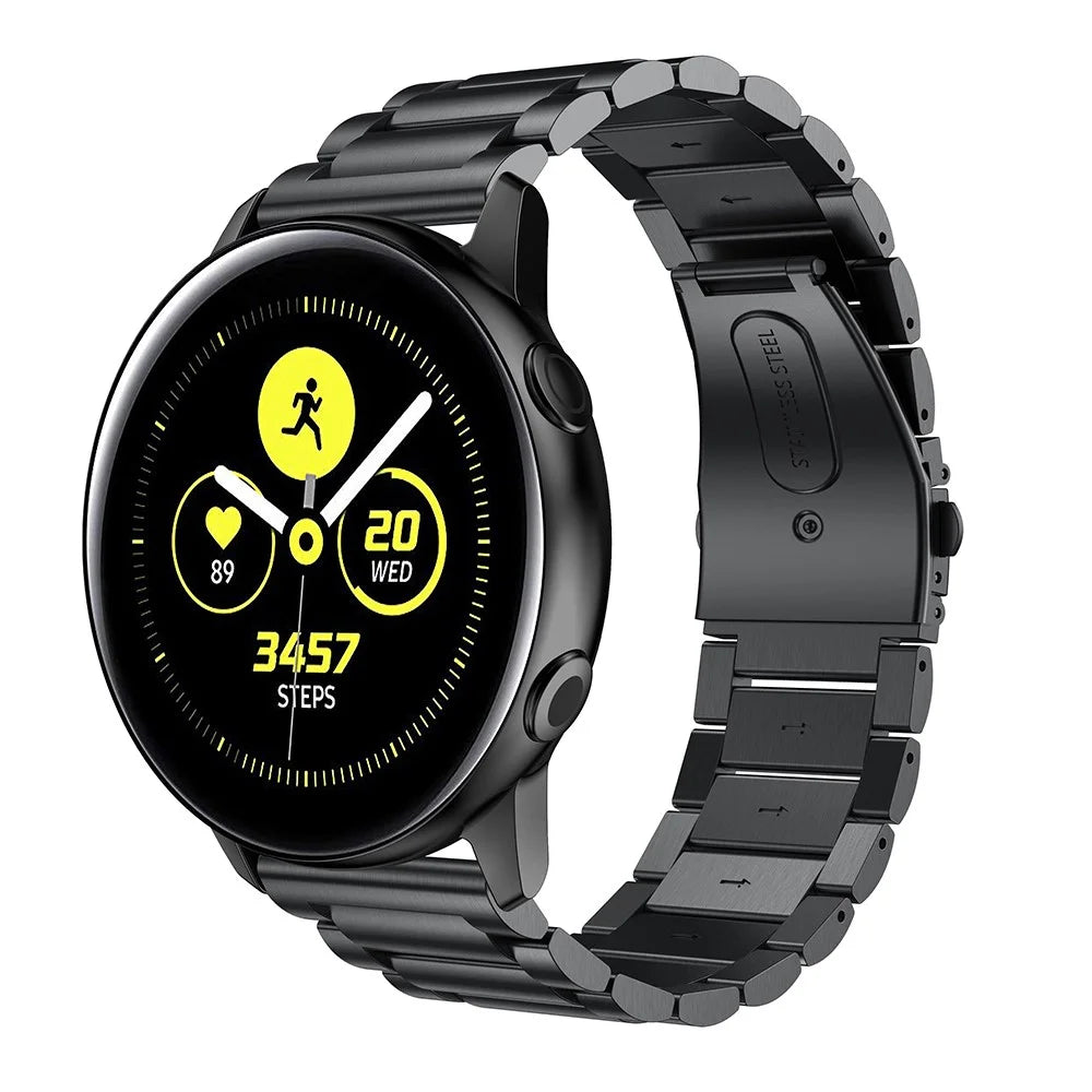 20mm Stainless Steel Watch Band Strap for Samsung Galaxy Watch Active SM-R500 - Black - 2