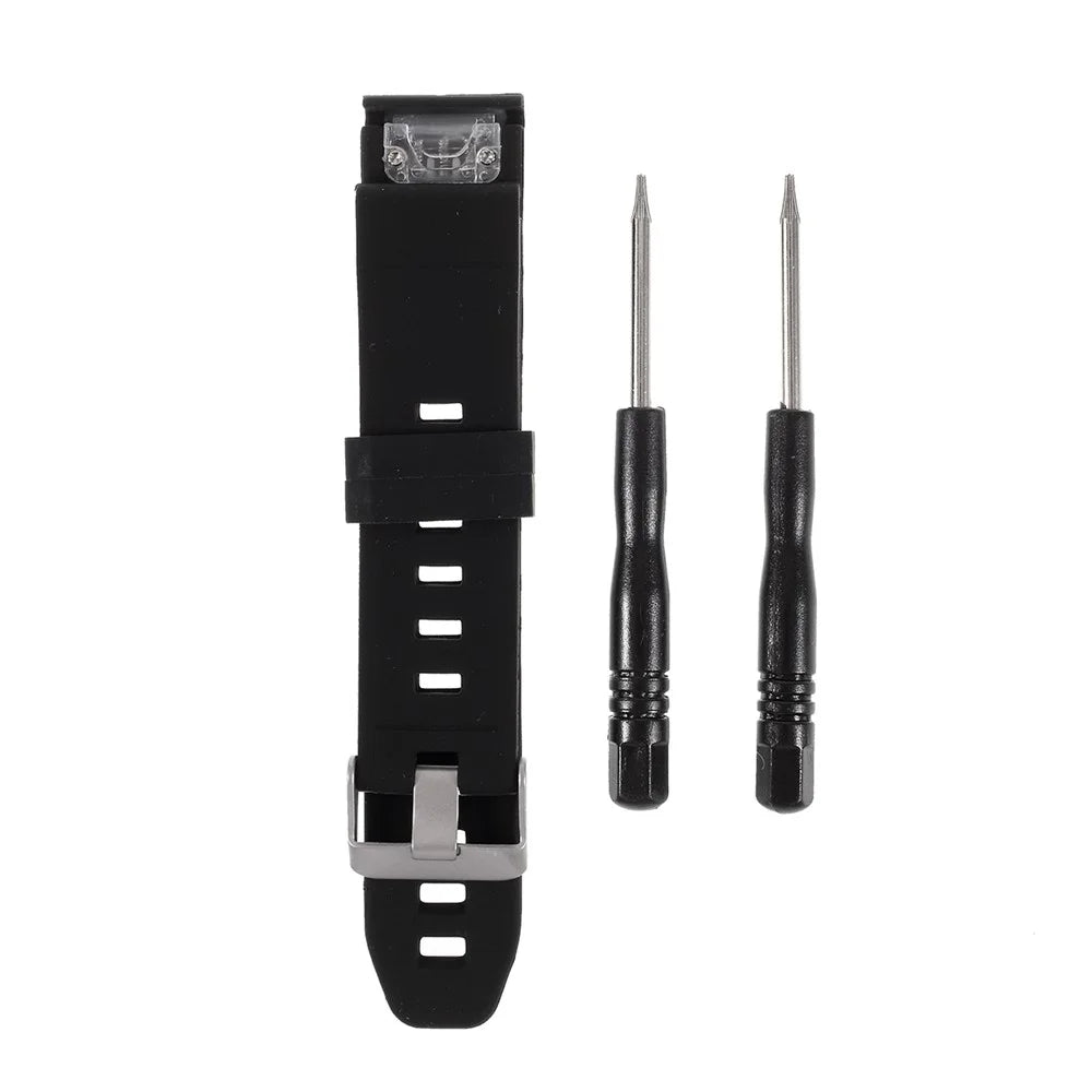 22mm Soft Textured Silicone Watch Strap for Garmin Fenix 5 / 5 Plus / Forerunner 935, Adjustable Watchband with Silver Color Buckle - Black - 1