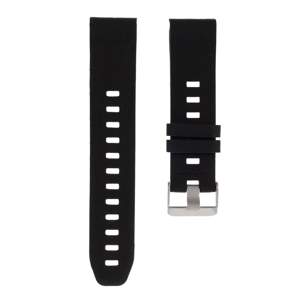22mm Soft Textured Silicone Watch Strap for Garmin Fenix 5 / 5 Plus / Forerunner 935, Adjustable Watchband with Silver Color Buckle - Black - 3