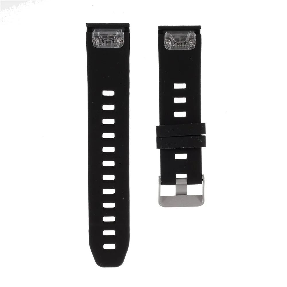 22mm Soft Textured Silicone Watch Strap for Garmin Fenix 5 / 5 Plus / Forerunner 935, Adjustable Watchband with Silver Color Buckle - Black - 4