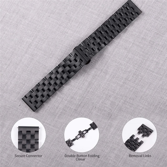 20mm Stainless Steel Watch Band Wrist Strap Replacement for Samsung Galaxy Watch 42mm - Black - 3