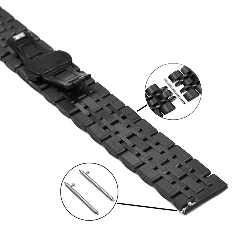 20mm Stainless Steel Watch Strap with Butterfly Buckle for Samsung Galaxy Watch 42mm - Black - 6