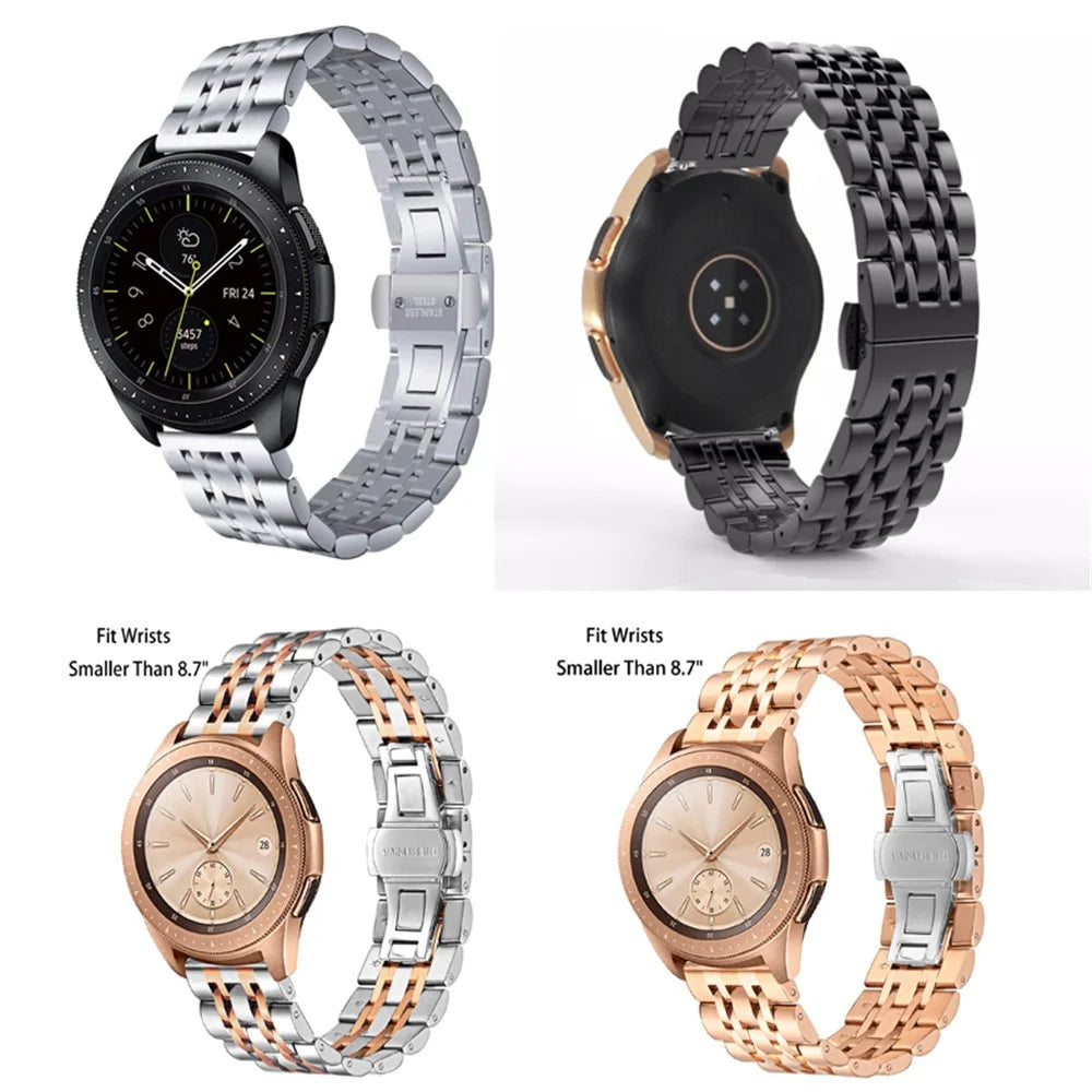 20mm Stainless Steel Watch Strap with Butterfly Buckle for Samsung Galaxy Watch 42mm - Black - 7