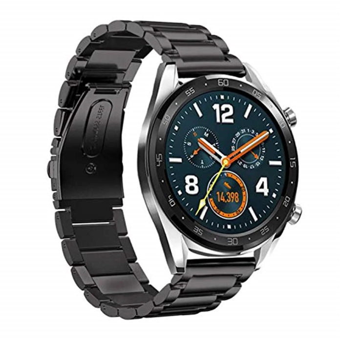 22mm Three Beads Stainless Steel Watch Strap with Folding Clasp for Huawei Watch GT / Honor Watch Magic - Black - 4