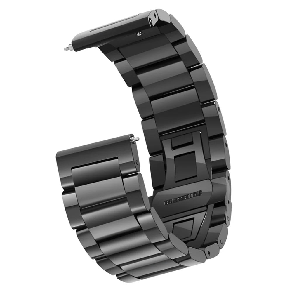 22mm Three Beads Stainless Steel Watch Strap with Butterfly Clasp for Huawei Watch GT / Honor Watch Magic - Black - 1