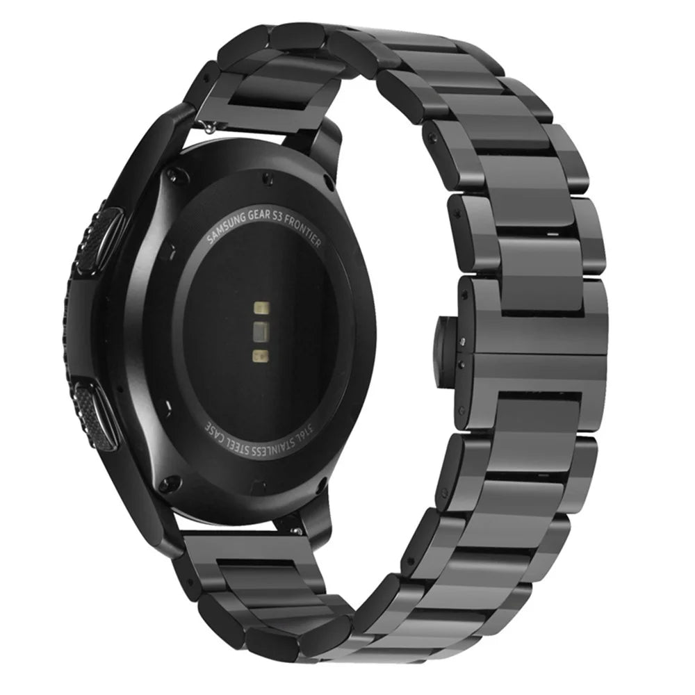 22mm Three Beads Stainless Steel Watch Strap with Butterfly Clasp for Huawei Watch GT / Honor Watch Magic - Black - 2