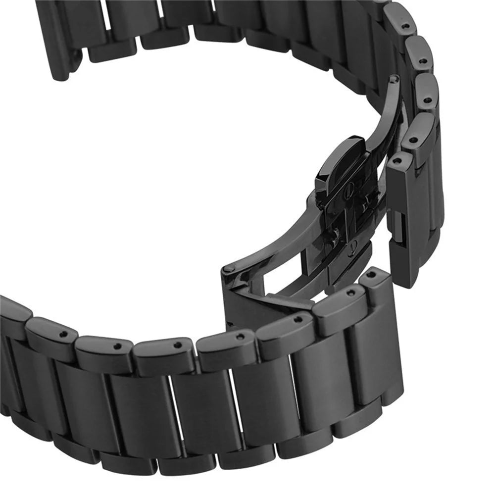 22mm Three Beads Stainless Steel Watch Strap with Butterfly Clasp for Huawei Watch GT / Honor Watch Magic - Black - 3