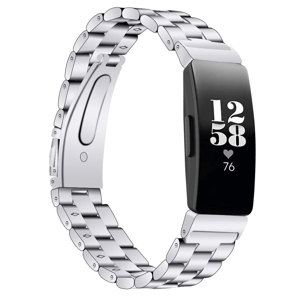 Three Beads Stainless Steel Watch Band Strap for Fitbit Inspire / Inspire HR - Silver - 1