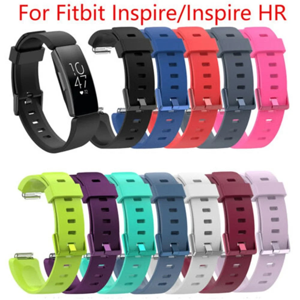 For Fitbit Inspire Silicone Wrist Strap Replacement Adjustable Watch Band - Black - 5