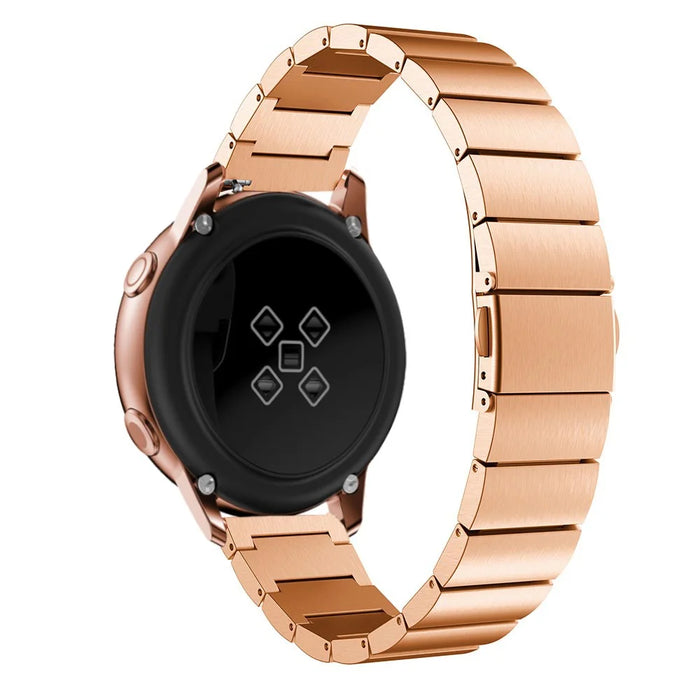 Stainless Steel Watch Band 20mm for Samsung Galaxy Watch Active, Smart Watch Replacement Strap - Rose Gold - 1