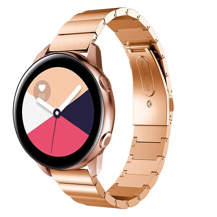 Stainless Steel Watch Band 20mm for Samsung Galaxy Watch Active, Smart Watch Replacement Strap - Rose Gold - 2