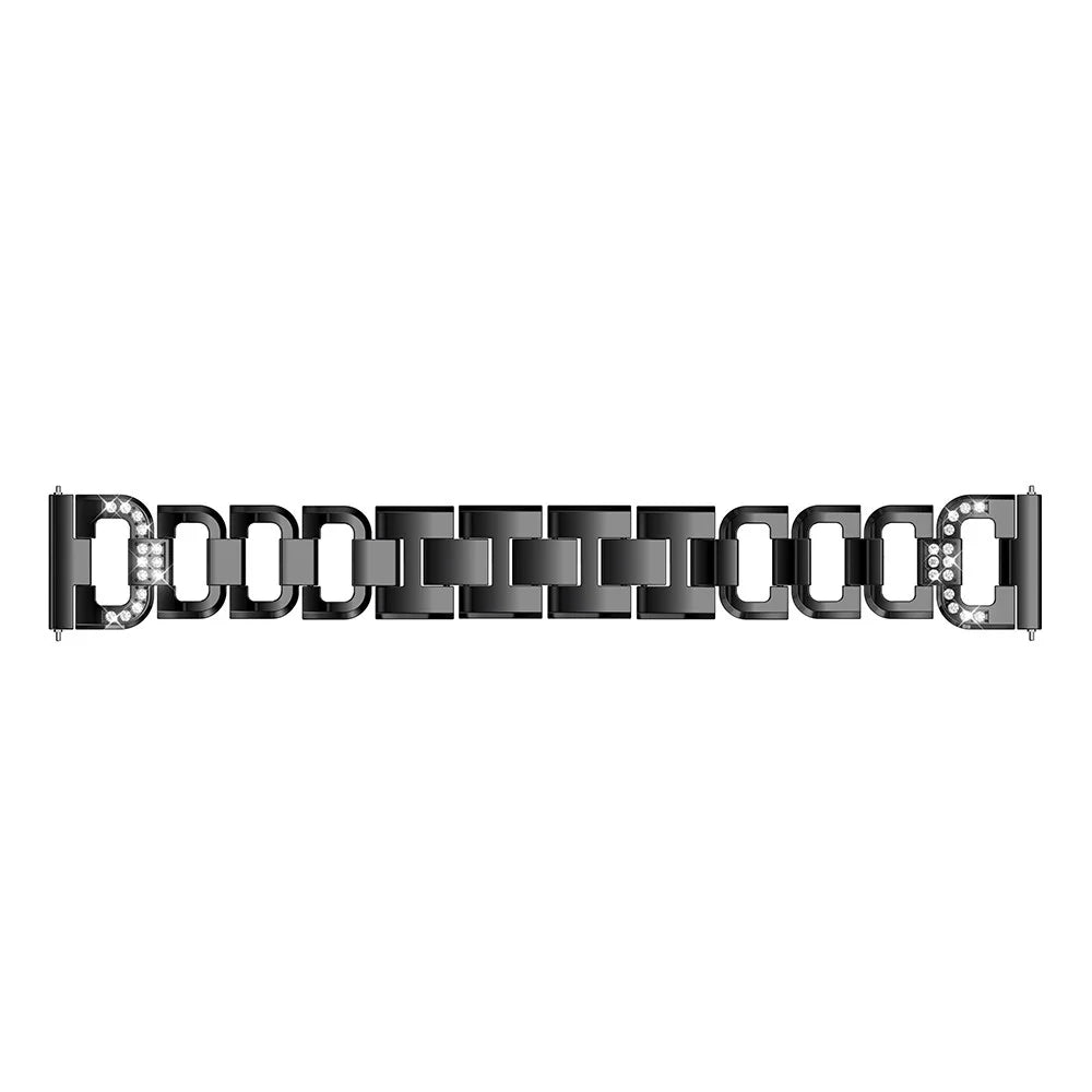 For Samsung Galaxy Watch Active SM-R500 Watch Band 20mm D-shape Rhinestone Decor Alloy Watch Bracelet - Black - 4
