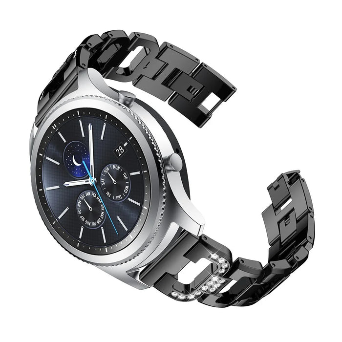 22mm D-shape Rhinestone Decor Alloy Watch Bracelet for Samsung Gear S3 Frontier / S3 Classic - Black - 2