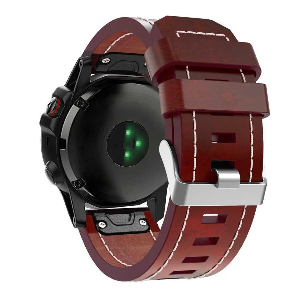 Line-stitched Imitation Leather Watch Strap Band Bracelet Replacement for Garmin Fenix 5X - 2