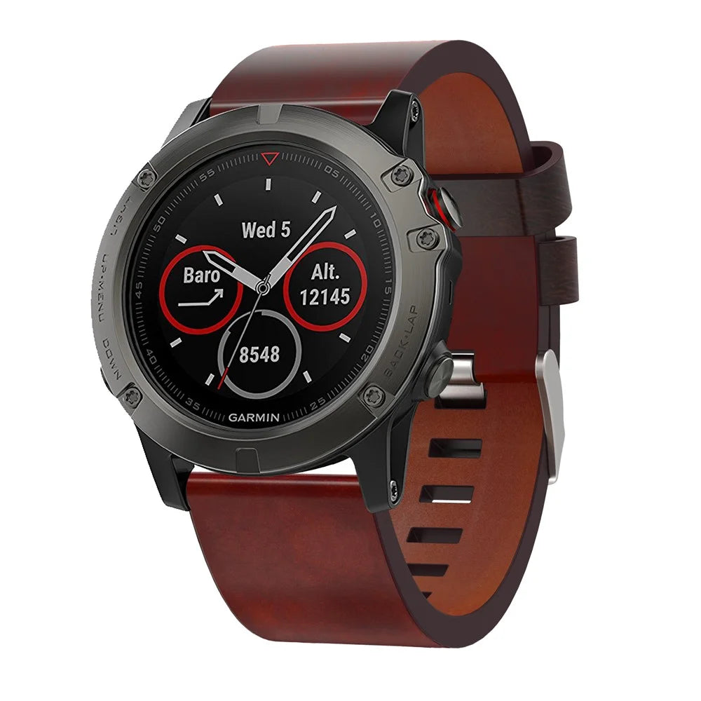PU Leather Watch Strap Band Bracelet Replacement for Garmin Fenix 5X - 1