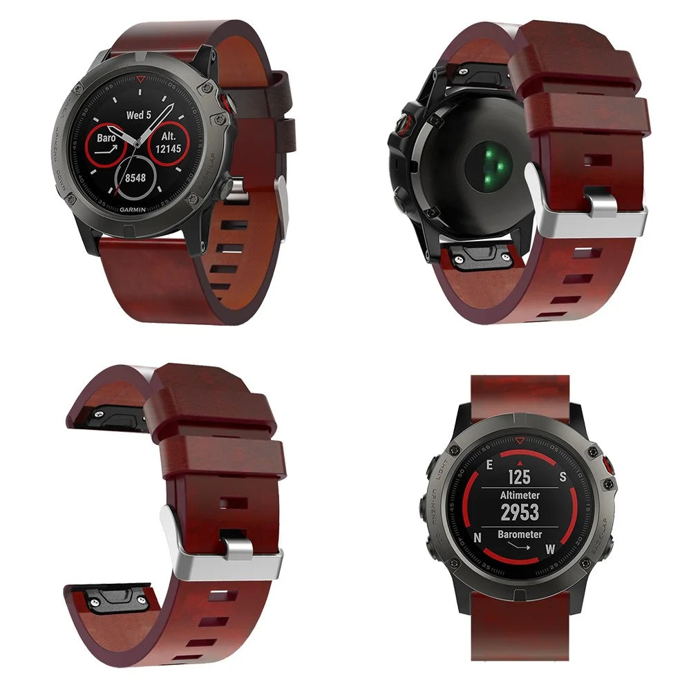 PU Leather Watch Strap Band Bracelet Replacement for Garmin Fenix 5X - 5