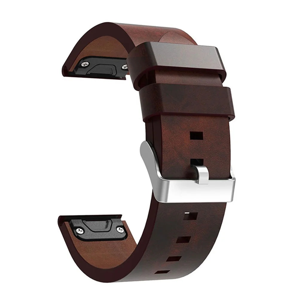 210mm PU Leather Pointed Strap Replacement Wriststrap Watch Band for Garmin Fenix 5 - Brown - 1