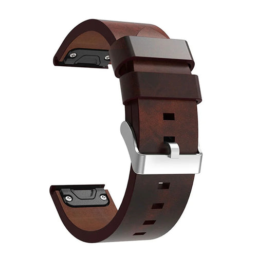 210mm PU Leather Pointed Strap Replacement Wriststrap Watch Band for Garmin Fenix 5 - Brown - 1
