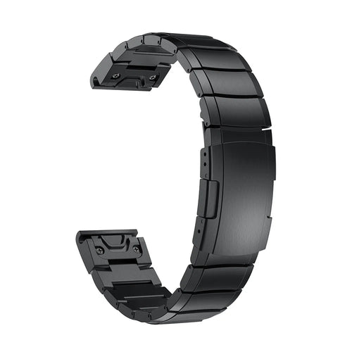For Garmin Fenix 5S Quick Release Stainless Steel Watch Band Replacement Strap with Folding Clasp - Black - 1