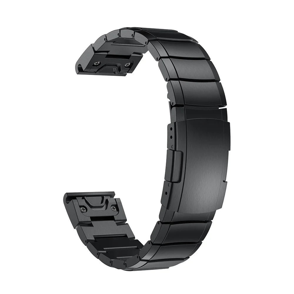For Garmin Fenix 5S Quick Release Stainless Steel Watch Band Replacement Strap with Folding Clasp - Black - 1