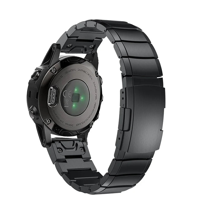 For Garmin Fenix 5S Quick Release Stainless Steel Watch Band Replacement Strap with Folding Clasp - Black - 2
