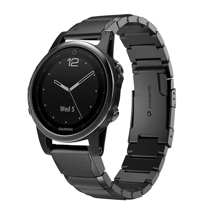 For Garmin Fenix 5S Quick Release Stainless Steel Watch Band Replacement Strap with Folding Clasp - Black - 3