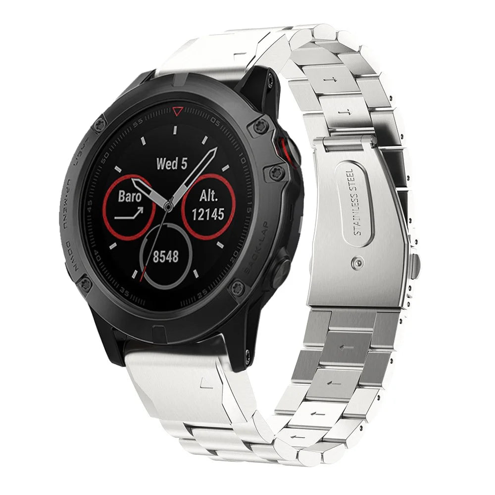 Stainless Steel Link Chain Watch Wrist Band for Garmin Fenix 5X - Silver - 3