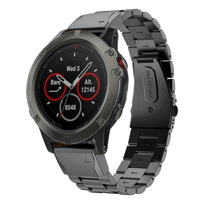 Stainless Steel Link Chain Watch Wrist Band for Garmin Fenix 5X - Black - 4