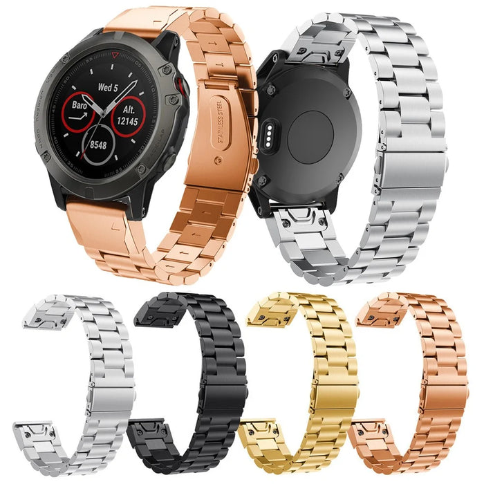 Stainless Steel Link Chain Watch Wrist Band for Garmin Fenix 5X - Black - 5