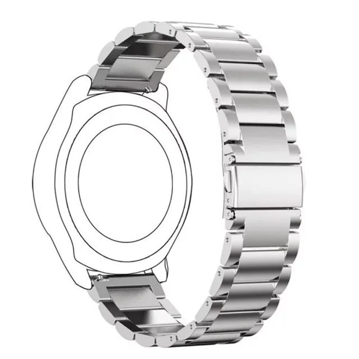 For TicWatch Pro Smart Watch 22mm Stainless Steel Watch Band - Silver - 5