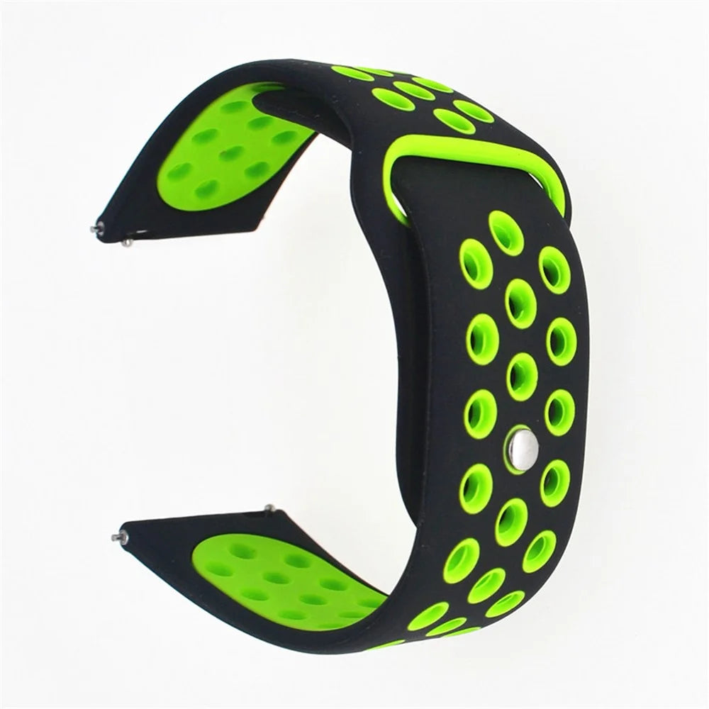 20mm Two-Tone Silicone Watch Band for Garmin Forerunner 645 Music  / Vivoactive 3 / Vivomove HR, Adjustable Watch Strap Replacement - Black / Green - 1