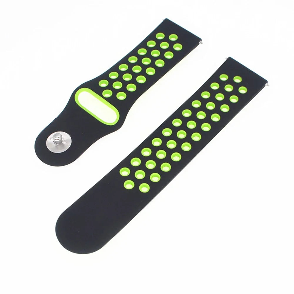 20mm Two-Tone Silicone Watch Band for Garmin Forerunner 645 Music  / Vivoactive 3 / Vivomove HR, Adjustable Watch Strap Replacement - Black / Green - 4