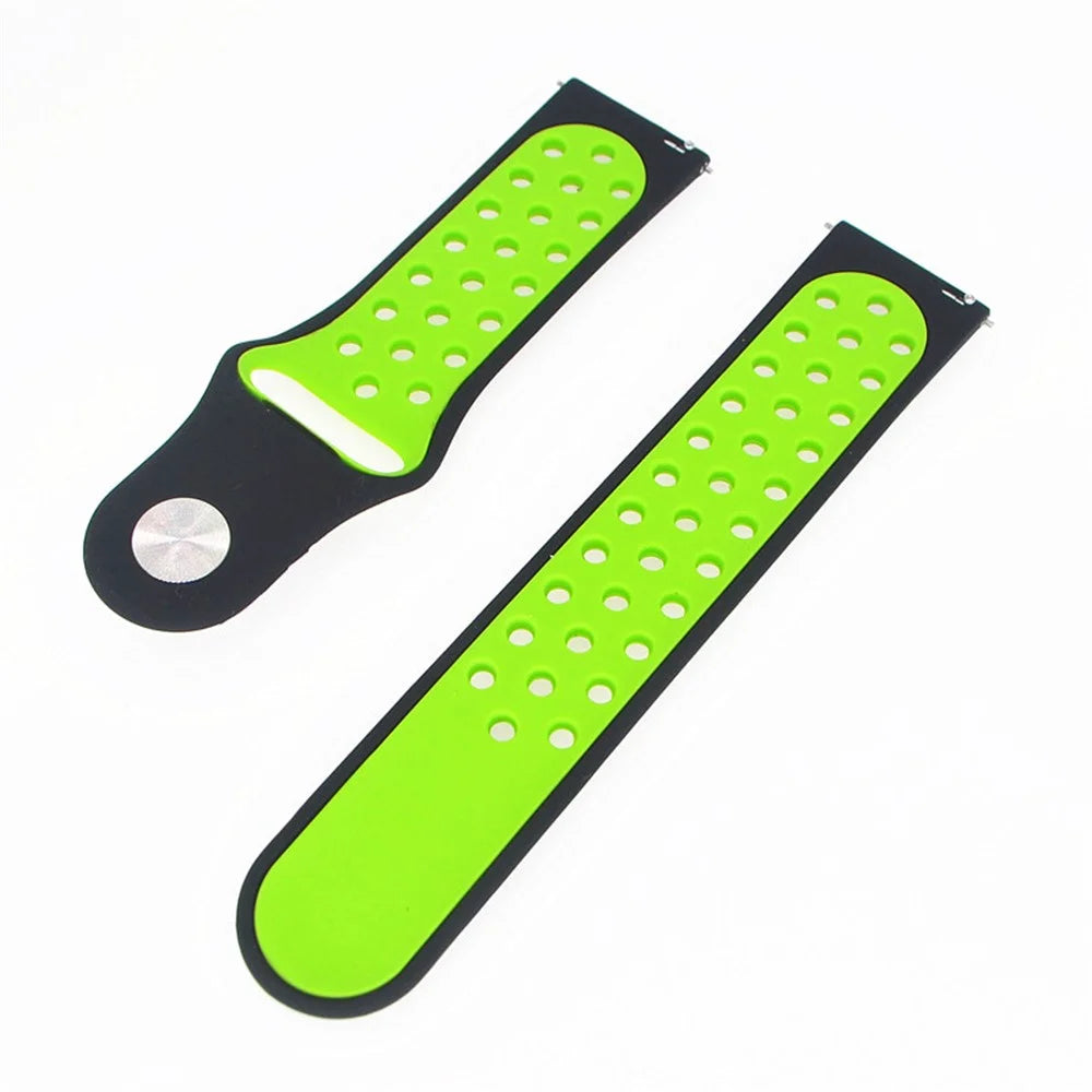 20mm Two-Tone Silicone Watch Band for Garmin Forerunner 645 Music  / Vivoactive 3 / Vivomove HR, Adjustable Watch Strap Replacement - Black / Green - 5