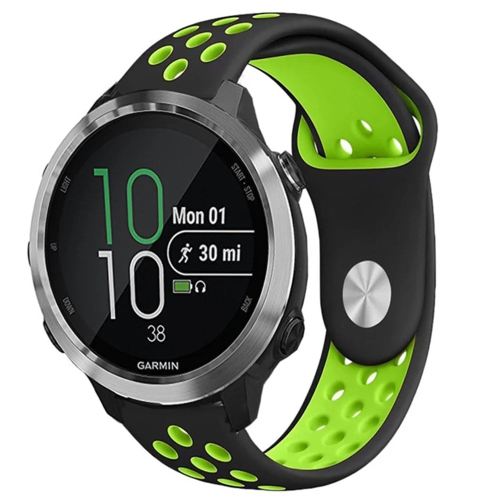 20mm Two-Tone Silicone Watch Band for Garmin Forerunner 645 Music  / Vivoactive 3 / Vivomove HR, Adjustable Watch Strap Replacement - Black / Green - 6