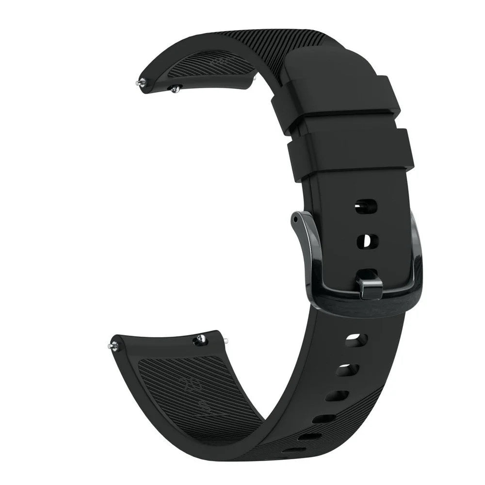 Twill Texture Silicone Watch Band Replacement 20mm for Samsung Galaxy Watch4 Classic 46mm 42mm/Watch4 44mm 40mm/Garmin Forerunner 645 - Black - 1